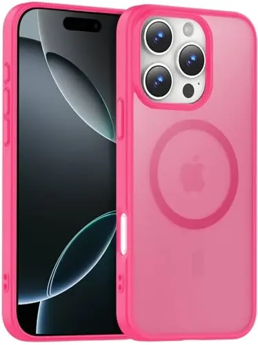 Temdan for iPhone 16 Pro Case, Magsafe bilan mos, sarg'ayishga qarshi, harbiy darajadagi himoya, zarbaga chidamli ingichka magnitli telefon qopqog'i, pushti gul - 1
