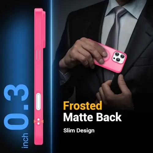 Temdan for iPhone 16 Pro Case, Magsafe bilan mos, sarg'ayishga qarshi, harbiy darajadagi himoya, zarbaga chidamli ingichka magnitli telefon qopqog'i, pushti gul - 5