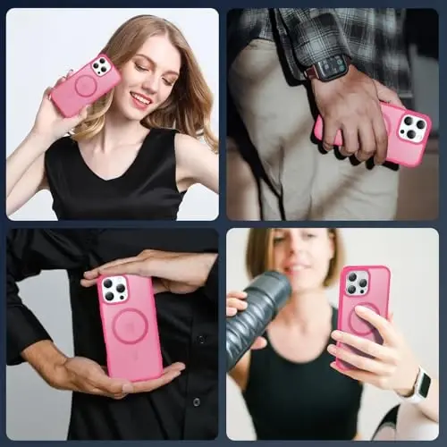 Temdan for iPhone 16 Pro Case, Magsafe bilan mos, sarg'ayishga qarshi, harbiy darajadagi himoya, zarbaga chidamli ingichka magnitli telefon qopqog'i, pushti gul - 7