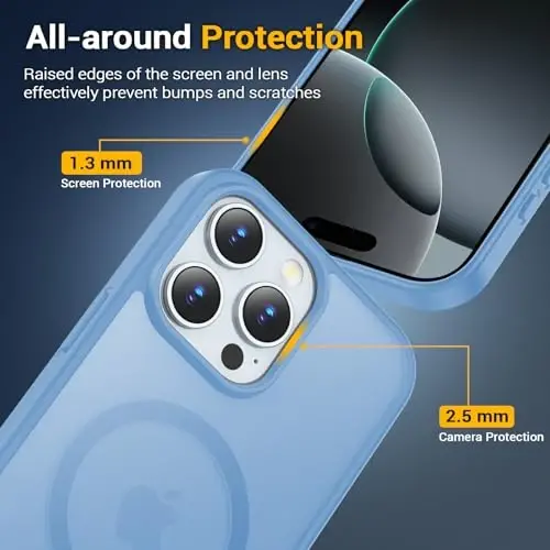 Temdan for iPhone 16 Pro Case, Magsafe bilan mos, sarg'ayishga qarshi, harbiy darajadagi himoya, zarbga chidamli ingichka magnitli telefon g'ilofi, Sierra Blue - 4