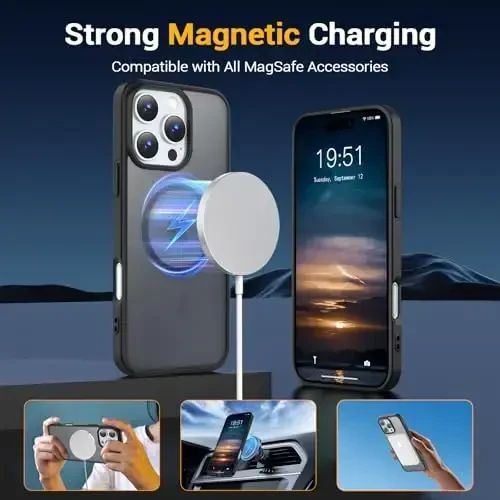 Temdan for iPhone 16 Pro Max Case, Compatible with Magsafe, Anti-Yellowing, Military-Grade Protection, Shockproof Slim Magnetic Phone Case Cover, Black - 3
