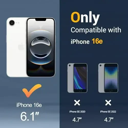 Temdan for iPhone 16e Case Clear, Magsafe bilan mos, sarg'ayishga qarshi, harbiy darajadagi himoya, zarbga chidamli ingichka magnit telefon g'ilofi, tiniq ko'k - 2