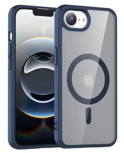 Temdan for iPhone 16e Case Clear, Magsafe bilan mos, sarg'ayishga qarshi, harbiy darajadagi himoya, zarbga chidamli ingichka magnit telefon g'ilofi, tiniq ko'k 