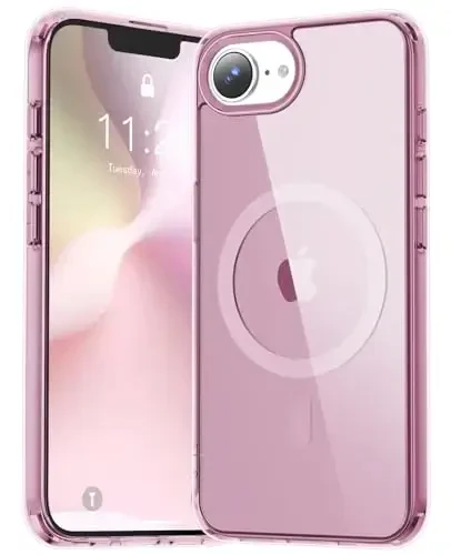 Temdan for iPhone 16e Case Clear, Magsafe bilan mos, sariqlikka qarshi, harbiy darajadagi himoya, zarbaga chidamli ingichka magnitli telefon gʻilofi, tiniq pushti 