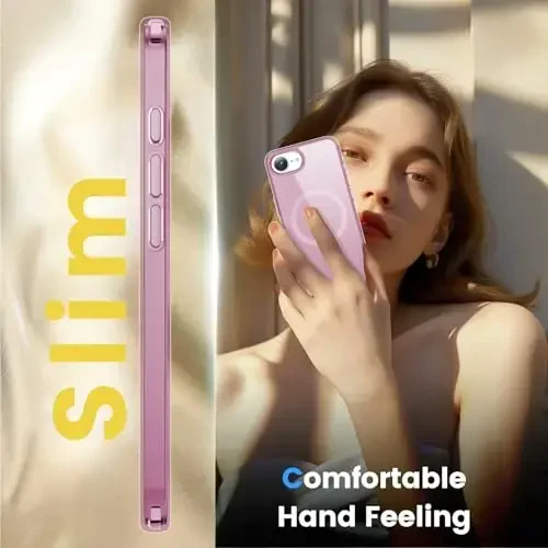 Temdan for iPhone 16e Case Clear, Magsafe bilan mos, sariqlikka qarshi, harbiy darajadagi himoya, zarbaga chidamli ingichka magnitli telefon gʻilofi, tiniq pushti - 7