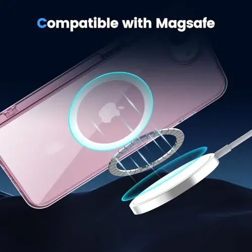 Temdan for iPhone 16e Case Clear, Magsafe bilan mos, sariqlikka qarshi, harbiy darajadagi himoya, zarbaga chidamli ingichka magnitli telefon gʻilofi, tiniq pushti - 4
