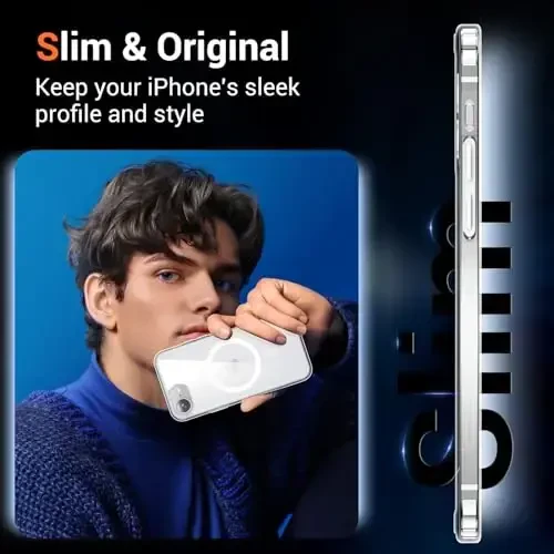 Temdan for iPhone 16e Case Clear with Screen Protector, Compatible with Magsafe, Anti-Yellowing, Military-Grade Protection, Shockproof Slim Magnetic Phone Case Cover, Transparent - 5