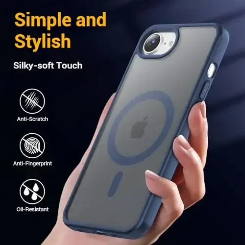 Temdan for iPhone 16e Case, Compatible with Magsafe, Anti-Yellowing, Military-Grade Protection, Shockproof Slim Magnetic Phone Case Cover, Blue - 5