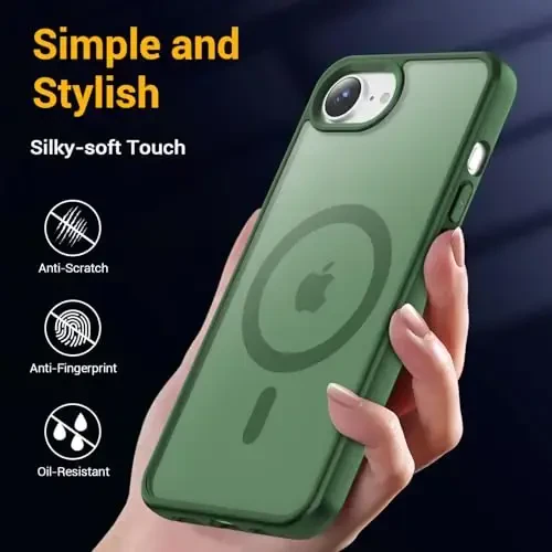 Temdan for iPhone 16e Case, Magsafe bilan mos, sarg'ayishga qarshi, harbiy darajadagi himoya, zarbaga chidamli ingichka magnit telefon g'ilofi qopqog'i, o'rmon yashili - 5