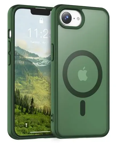 Temdan for iPhone 16e Case, Magsafe bilan mos, sarg'ayishga qarshi, harbiy darajadagi himoya, zarbaga chidamli ingichka magnit telefon g'ilofi qopqog'i, o'rmon yashili 