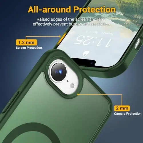 Temdan for iPhone 16e Case, Magsafe bilan mos, sarg'ayishga qarshi, harbiy darajadagi himoya, zarbaga chidamli ingichka magnit telefon g'ilofi qopqog'i, o'rmon yashili - 6