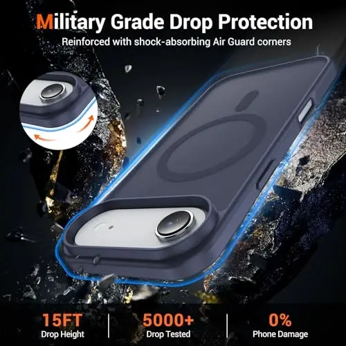 Temdan for iPhone 17 Air Case with Screen Protector, Compatible with Magsafe, Anti-Yellowing, Military-Grade Protection, Shockproof Slim Magnetic Phone Case Cover, Dark Purple - 4