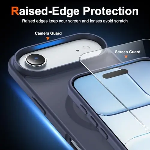 Temdan for iPhone 17 Air Case with Screen Protector, Compatible with Magsafe, Anti-Yellowing, Military-Grade Protection, Shockproof Slim Magnetic Phone Case Cover, Dark Purple - 5