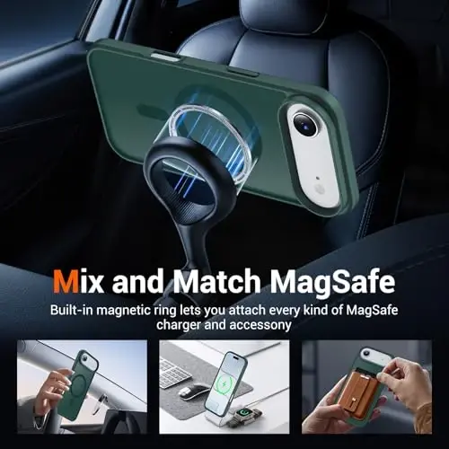 Temdan for iPhone 17 Air Case with Screen Protector, Compatible with Magsafe, Anti-Yellowing, Military-Grade Protection, Shockproof Slim Magnetic Phone Case Cover, Forest Green - 3
