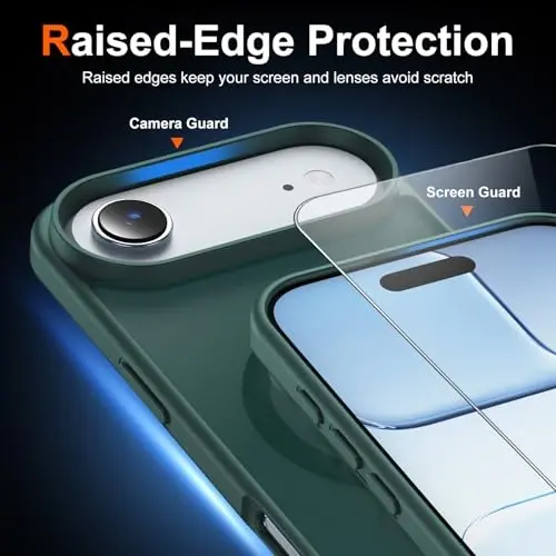 Temdan for iPhone 17 Air Case with Screen Protector, Compatible with Magsafe, Anti-Yellowing, Military-Grade Protection, Shockproof Slim Magnetic Phone Case Cover, Forest Green - 5