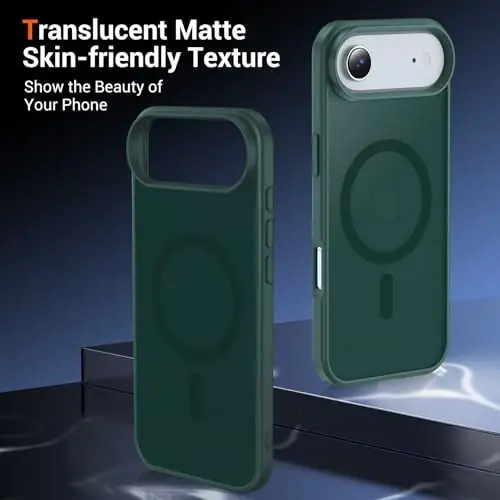 Temdan for iPhone 17 Air Case with Screen Protector, Compatible with Magsafe, Anti-Yellowing, Military-Grade Protection, Shockproof Slim Magnetic Phone Case Cover, Forest Green - 6
