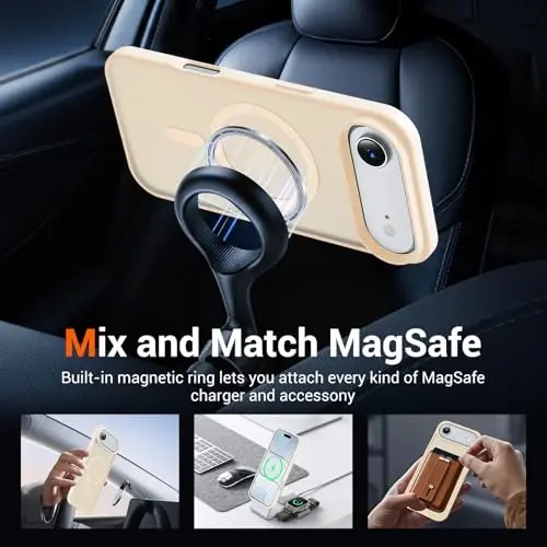 Temdan for iPhone 17 Air Case with Screen Protector, Compatible with Magsafe, Anti-Yellowing, Military-Grade Protection, Shockproof Slim Magnetic Phone Case Cover, Sandy Powder - 3