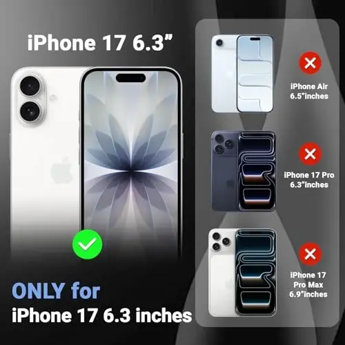 Temdan for iPhone 17 Case Clear with Screen Protector, Compatible with Magsafe, Anti-Yellowing, Military-Grade Protection, Shockproof Slim Magnetic Phone Case Cover, Black - TEMDAN (1)