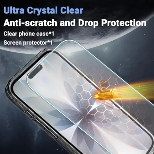 Temdan for iPhone 17 Case Clear with Screen Protector, Compatible with Magsafe, Anti-Yellowing, Military-Grade Protection, Shockproof Slim Magnetic Phone Case Cover, Black - 5