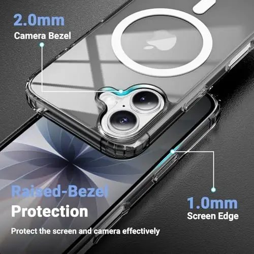 Temdan for iPhone 17 Case Clear with Screen Protector, Compatible with Magsafe, Anti-Yellowing, Military-Grade Protection, Shockproof Slim Magnetic Phone Case Cover, Black - 6