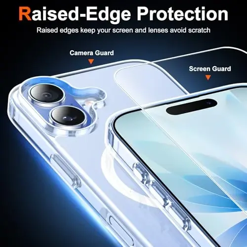 Temdan for iPhone 17 Case Clear with Screen Protector, Magsafe bilan mos, sarg'ayishga qarshi, harbiy darajadagi himoya, zarbaga chidamli ingichka magnitli telefon g'ilofi, shaffof - 4