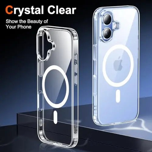 Temdan for iPhone 17 Case Clear with Screen Protector, Magsafe bilan mos, sarg'ayishga qarshi, harbiy darajadagi himoya, zarbaga chidamli ingichka magnitli telefon g'ilofi, shaffof - 6