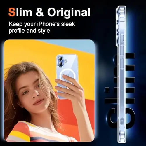 Temdan for iPhone 17 Case Clear with Screen Protector, Magsafe bilan mos, sarg'ayishga qarshi, harbiy darajadagi himoya, zarbaga chidamli ingichka magnitli telefon g'ilofi, shaffof - 7