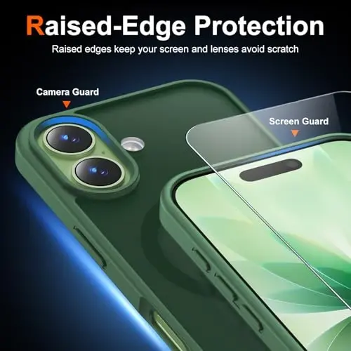 Temdan for iPhone 17 Case with Screen Protector, Compatible with Magsafe, Anti-Yellowing, Military-Grade Protection, Shockproof Slim Magnetic Phone Case Cover, Alpine Green - 5