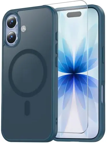Temdan for iPhone 17 Case with Screen Protector, Compatible with Magsafe, Anti-Yellowing, Military-Grade Protection, Shockproof Slim Magnetic Phone Case Cover, Dark Blue - 1