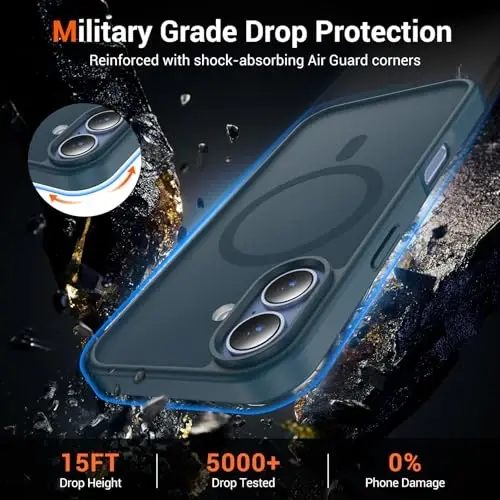 Temdan for iPhone 17 Case with Screen Protector, Compatible with Magsafe, Anti-Yellowing, Military-Grade Protection, Shockproof Slim Magnetic Phone Case Cover, Dark Blue - 4