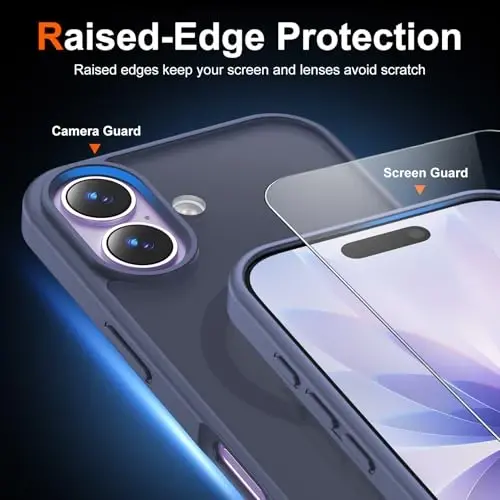 Temdan for iPhone 17 Case with Screen Protector, Compatible with Magsafe, Anti-Yellowing, Military-Grade Protection, Shockproof Slim Magnetic Phone Case Cover, Dark Purple - 5