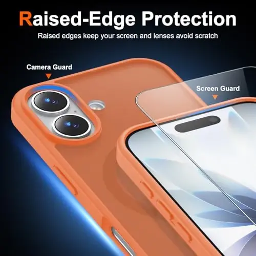 Temdan for iPhone 17 Case with Screen Protector, Compatible with Magsafe, Anti-Yellowing, Military-Grade Protection, Shockproof Slim Magnetic Phone Case Cover, Orange - 5