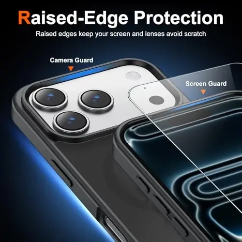 Temdan for iPhone 17 Pro Case Clear with Screen Protector, Compatible with Magsafe, Anti-Yellowing, Military-Grade Protection, Shockproof Slim Magnetic Phone Case Cover, Black - 5