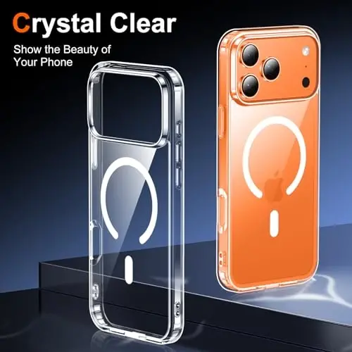 Temdan for iPhone 17 Pro Case Clear with Screen Protector, Compatible with Magsafe, Anti-Yellowing, Military-Grade Protection, Shockproof Slim Magnetic Phone Case Cover, Transparent - 6