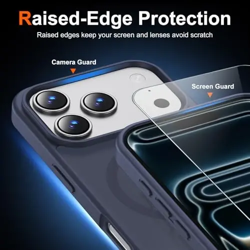 Temdan for iPhone 17 Pro Case with Screen Protector, Compatible with Magsafe, Anti-Yellowing, Military-Grade Protection, Shockproof Slim Magnetic Phone Case Cover, Dark Purple - 5