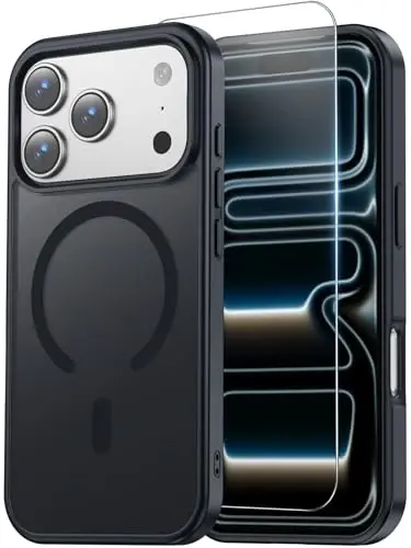 Temdan for iPhone 17 Pro Max Case with Screen Protector, Compatible with Magsafe, Anti-Yellowing, Military-Grade Protection, Shockproof Slim Magnetic Phone Case Cover, Black 