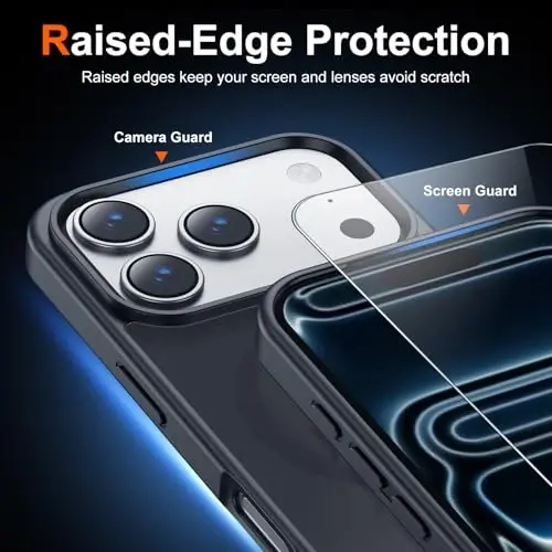 Temdan for iPhone 17 Pro Max Case with Screen Protector, Compatible with Magsafe, Anti-Yellowing, Military-Grade Protection, Shockproof Slim Magnetic Phone Case Cover, Black - 5