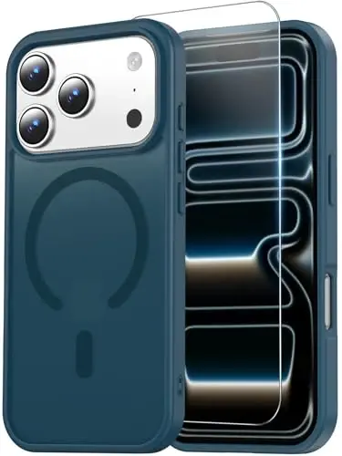 Temdan for iPhone 17 Pro Max Case with Screen Protector, Compatible with Magsafe, Anti-Yellowing, Military-Grade Protection, Shockproof Slim Magnetic Phone Case Cover, Dark Blue - 1