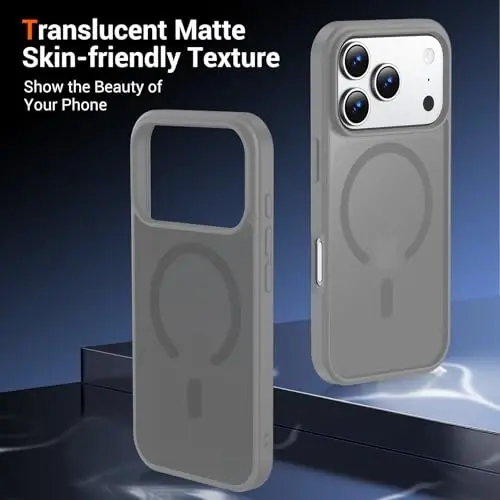 Temdan for iPhone 17 Pro Max Case with Screen Protector, Compatible with Magsafe, Anti-Yellowing, Military-Grade Protection, Shockproof Slim Magnetic Phone Case Cover, Titanium Gray - 6