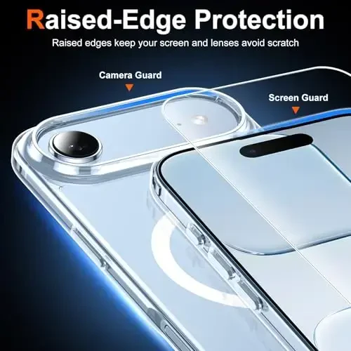 Temdan for iPhone Air Case Clear with Screen Protector, Compatible with Magsafe, Anti-Yellowing, Military-Grade Protection, Shockproof Slim Magnetic Phone Case Cover, Transparent - 4
