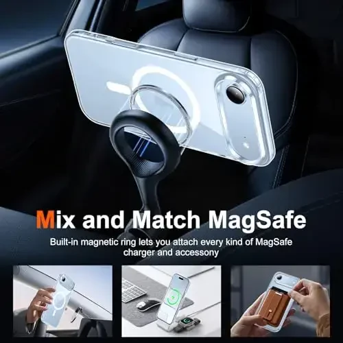 Temdan for iPhone Air Case Clear with Screen Protector, Magsafe bilan mos, sarg'ayishga qarshi, harbiy darajadagi himoya, zarbaga chidamli ingichka magnitli telefon qutisi qopqog'i, shaffof - 3