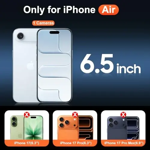 Temdan for iPhone Air Case Clear with Screen Protector, Magsafe bilan mos, sarg'ayishga qarshi, harbiy darajadagi himoya, zarbaga chidamli ingichka magnitli telefon qutisi qopqog'i, shaffof - 2