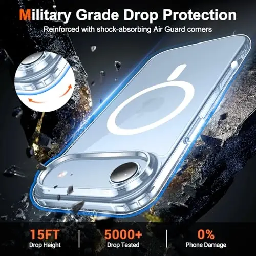Temdan for iPhone Air Case Clear with Screen Protector, Magsafe bilan mos, sarg'ayishga qarshi, harbiy darajadagi himoya, zarbaga chidamli ingichka magnitli telefon qutisi qopqog'i, shaffof - 5