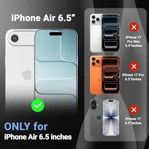 Temdan for iPhone Air Case Clear with Screen Protector, Magsafe bilan mos, sarg'ayishga qarshi, harbiy darajadagi himoya, zarbga chidamli ingichka magnitli telefon g'ilofi, ko'k - TEMDAN (1)