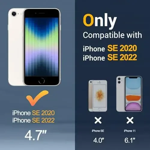 Temdan for iPhone SE Case, Magsafe bilan mos, sarg'ayishga qarshi, harbiy darajadagi himoya, zarbga chidamli ingichka magnitli telefon g'ilofi qopqog'i, qora - 2