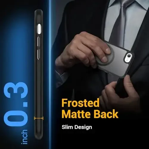 Temdan for iPhone SE Case, Magsafe bilan mos, sarg'ayishga qarshi, harbiy darajadagi himoya, zarbga chidamli ingichka magnitli telefon g'ilofi qopqog'i, qora - 7