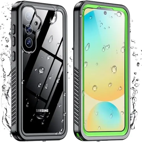 Temdan for Samsung Galaxy S24 FE Case Waterproof, [Military-Grade Drop Protection] [IP68 Underwater] Full Body Heavy Duty Rugged Shock-Proof Case for S24 FE 6.7''-Green - TEMDAN