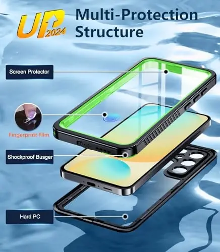 Temdan for Samsung Galaxy S24 FE Case Waterproof, [Military-Grade Drop Protection] [IP68 Underwater] Full Body Heavy Duty Rugged Shock-Proof Case for S24 FE 6.7''-Green - 4