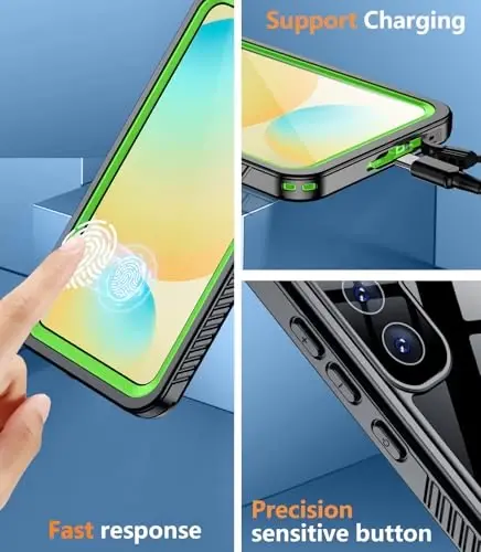 Temdan for Samsung Galaxy S24 FE Case Waterproof, [Military-Grade Drop Protection] [IP68 Underwater] Full Body Heavy Duty Rugged Shock-Proof Case for S24 FE 6.7''-Green - 5