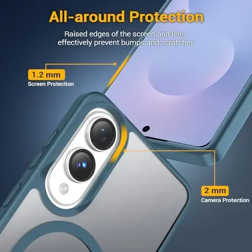 Temdan for Samsung Galaxy S25 Edge Case [Compatible with MagSafe] [Military-Grade Drop Protection] [Anti-Fingerprint] [Anti-Scratch] Slim Silky-Soft Touch Translucent Matte Sleeve Case, Blue - 4